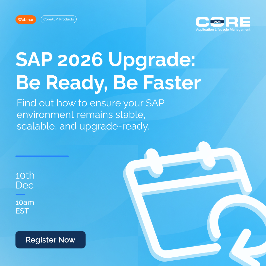 Get ready for the SAP 2026 upgrade. 🚀
Join us on Dec 10 | 10am EST to learn how to keep your SAP environment stable, scalable &amp; upgrade-ready.

Register now! hubs.ly/Q03Xd5tH0

#SAP #SAPUpgrade #SAP2026 #SAPALM #CoreALM