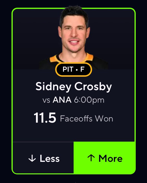 NHL POTD 
- SMASH matchup against the ducks of course. A little worried about blowout potential because of the ducks goalie. But Jarry does have the skills to be just as bad so. Given penalties and volume this should easily end with 13ish I think
