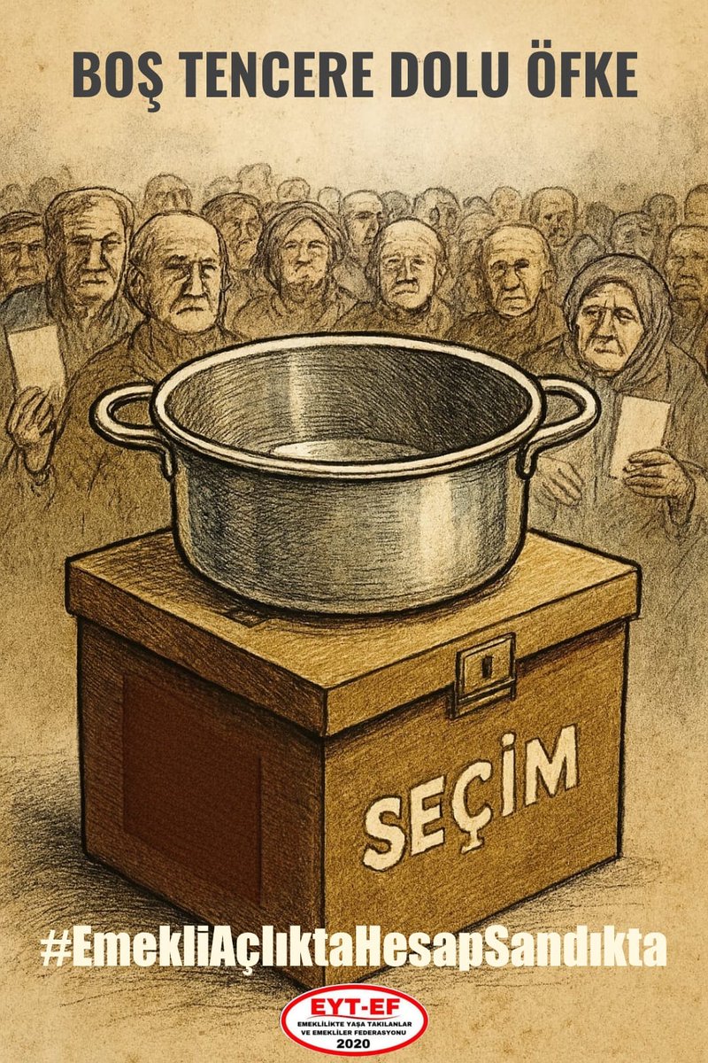 Boş Tencere 
Emeklinin karnını Doyurmuyor
EMEKLİ
👇
#BütçedenEmekliyeSeyyanen
#5000KısmiyeAcilenYasa
<a href="/isikhanvedat/">Prof. Dr. Vedat Işıkhan</a>
<a href="/_cevdetyilmaz/">Cevdet Yılmaz</a> 
<a href="/memetsimsek/">Mehmet Simsek</a> 
<a href="/eczozgurozel/">Özgür Özel</a> 
<a href="/veliagbaba/">Veli Ağbaba</a> 
<a href="/55erhanusta/">Dr. Erhan Usta</a> 
<a href="/ComezTurhan/">Turhan Çömez</a> 
<a href="/fethigurer/">Ömer Fethi Gürer</a> 
<a href="/MDervisogluTR/">Müsavat Dervişoğlu</a> 
<a href="/selcukozdag/">Selçuk ÖZDAĞ</a> 
<a href="/umitozdag/">Ümit Özdağ</a>