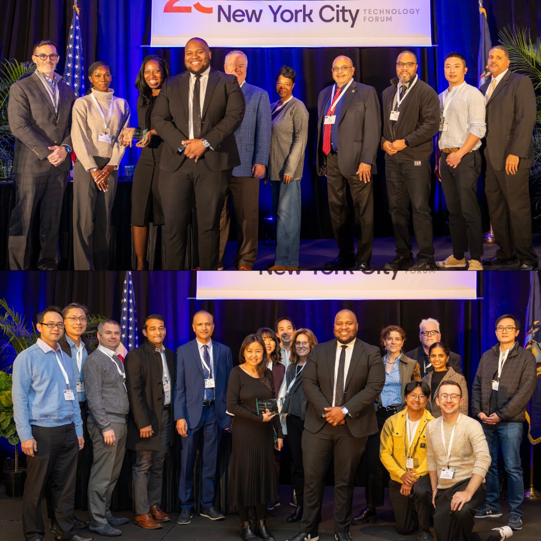 NYCOfficeofTech's tweet image. #NYCCTO Fraser celebrated the stars of NYC’s tech workforce during @GovTechNews' Best of NYC awards this week in Brooklyn.  
 
A special congratulations to OTI’s winners:
 
• Best Application Serving the Public
   ‣ Franchise Administration: Franchise Infrastructure and…