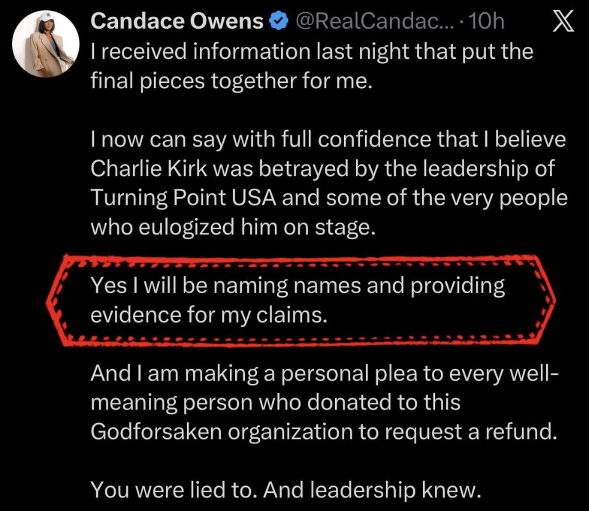 She said this a week ago. Still waiting on the evidence to be provided..