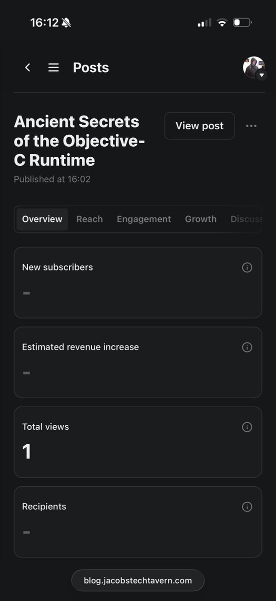 jacobtechtavern's tweet image. Pulling in some SICK numbers on the latest post 

blog.jacobstechtavern.com/p/objc-runtime…