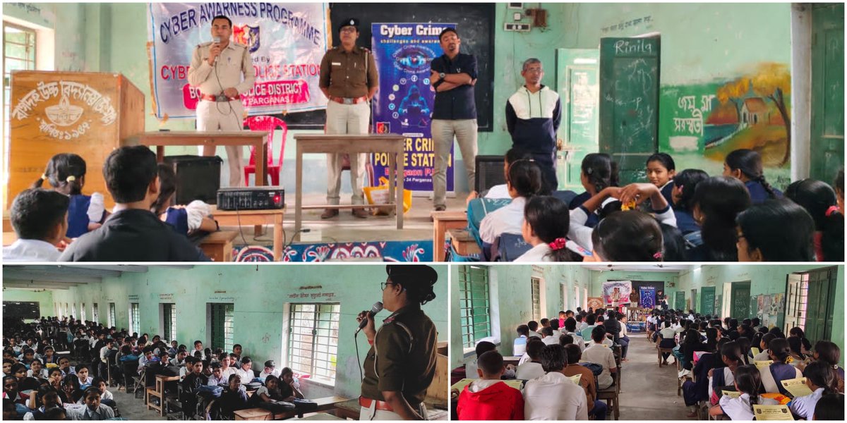Empowering young minds for a safer digital future! 
Bagdah Police Station of Bongaon Police District conducted an insightful Cyber Awareness Program at Bagdah High School today.
Our officers interacted with students on safe online practices, digital etiquette, and ways to stay