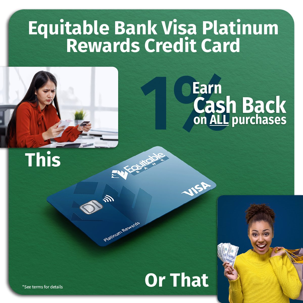BankEquitable's tweet image. This or That?
 ❌ This: Spending without getting anything back
 ✅ That: Using your personal credit card and earning 1% cash back   on every holiday gift

Make your holiday spending work for you! 💳✨

See terms and apply today at equitableonline.key.credit/personal/visa-…