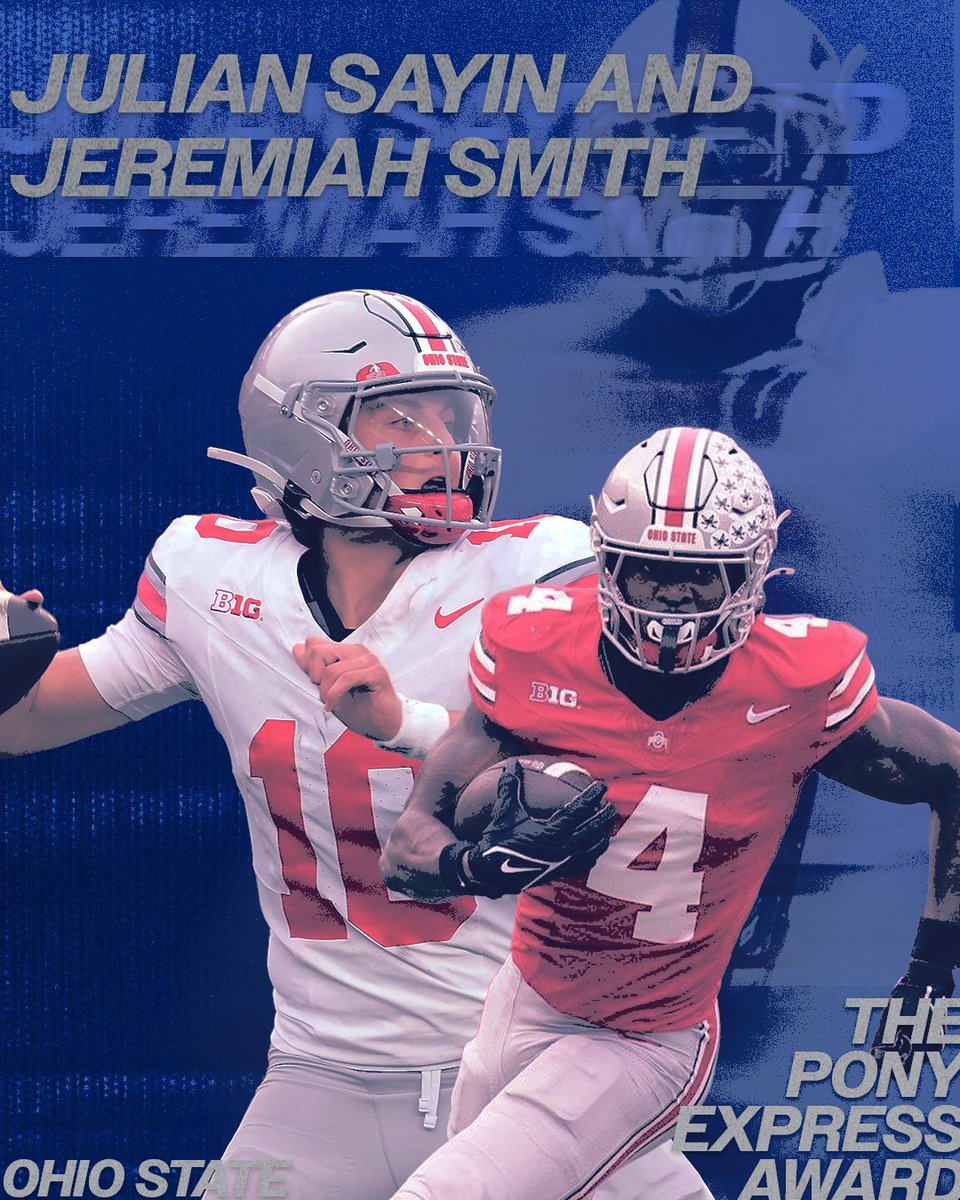 Who's next? 🐎🏆

The <a href="/ohiostatefb/">Ohio State Football</a> Duo has been on our Tandems to Track. Will Julian Sayin and Jeremiah Smith be the 2025 Pony Express Award winners? 👀