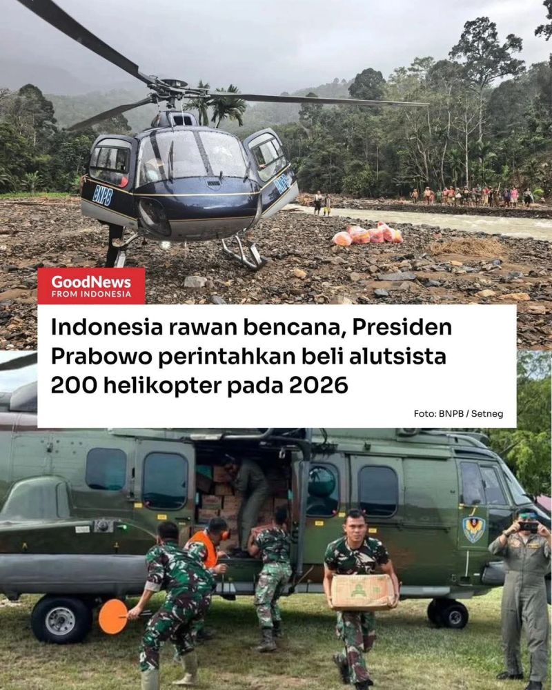 Tapi kalau tetap ngotot beli 200 heli di 2026 dengan dalih “bencana”, maaf, itu bukan visi, itu cuma nafsu belanja alutsista pakai bungkus kemanusiaan.  

Rakyat yang tiap tahun kena banjir, longsor, gempa, tetap jadi penutup luka buat foto presiden turun dari heli baru.