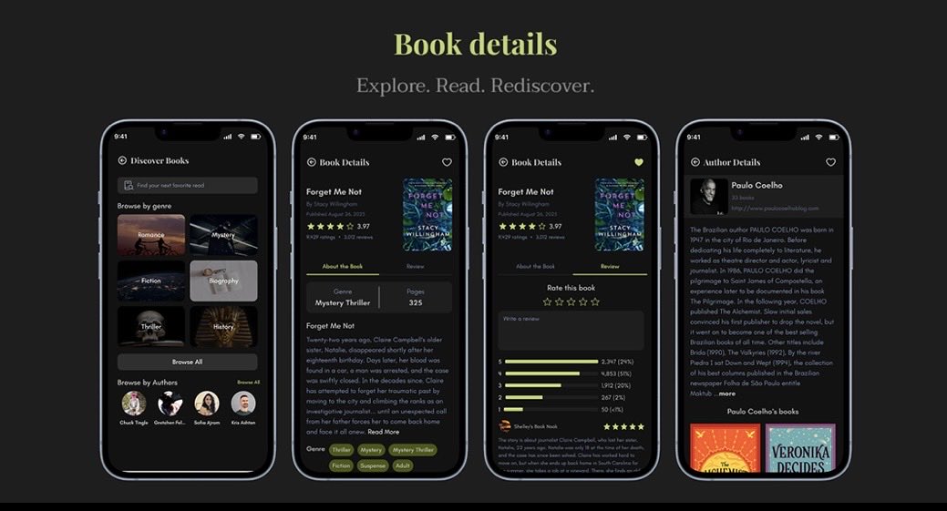 madebymanishh's tweet photo. Book details page - Dark theme https://t.co/2n37V1eE6l