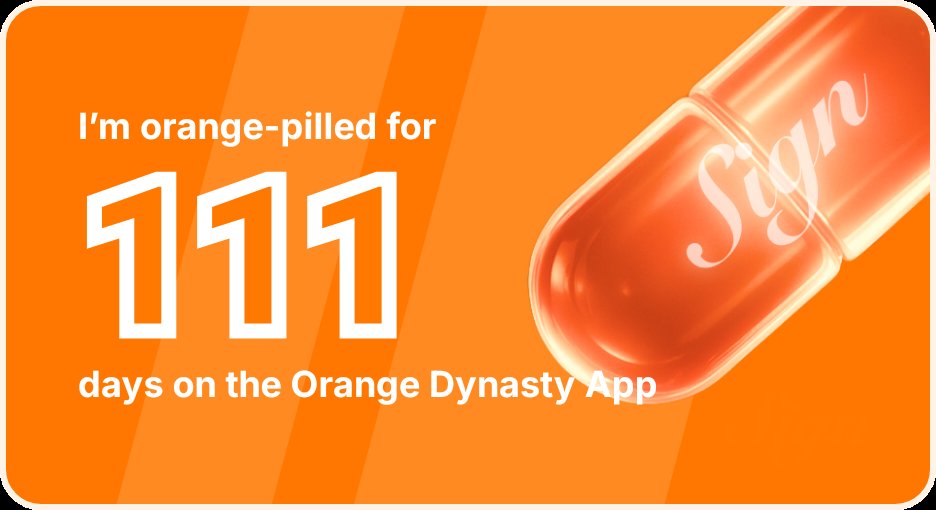 I've been Orange-Pilled and Seeing Signs for 111 days 👀🧡🐉.Join the app and be a better version of yourself!
orange.sign.global/app?user=1U4MF…