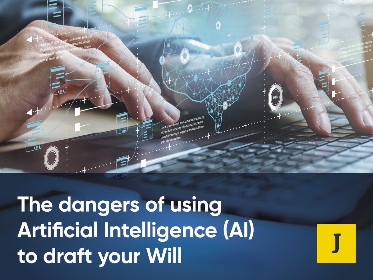jefferiesuk's tweet photo. The dangers of using AI to draft your Will 

72% of adults in their 30s would trust AI to update their Will — but can it make one legally binding?

For expert advice, call 01702 443484

#JefferiesLaw #50YearsOfJefferies https://t.co/Roq24TNuo6