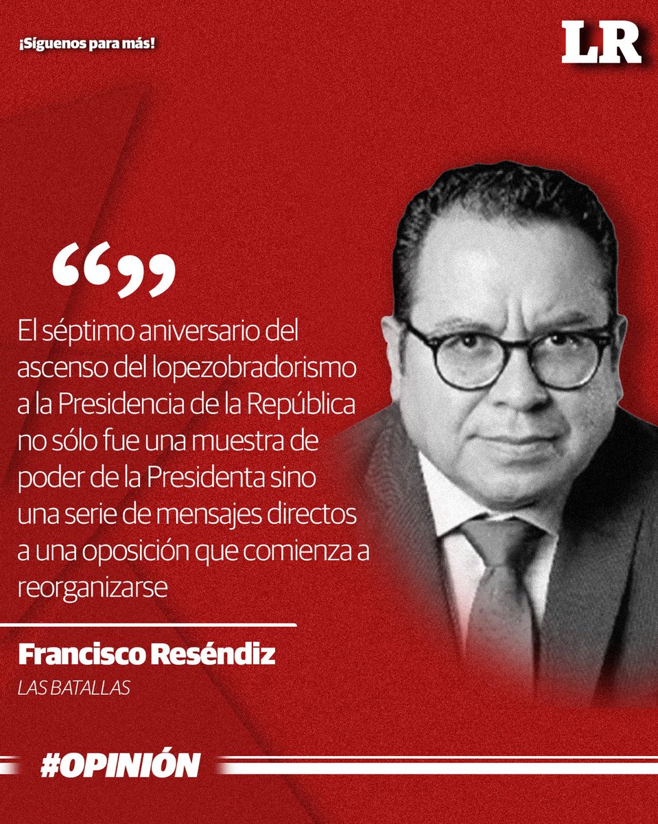 LaRazon_mx's tweet photo. #LasBatallas | La Presidenta Sheinbaum sabe muy bien sobre qué suelo camina y cómo se fortalecen sus adversarios mediante alianzas internas y externas
Escribe @pacoresendiz ✍️
 https://t.co/KnJaVa2jiW 
#LópezObradorismo #AniversarioPresidencial #PoderPolítico https://t.co/d0oJ08IIbH
