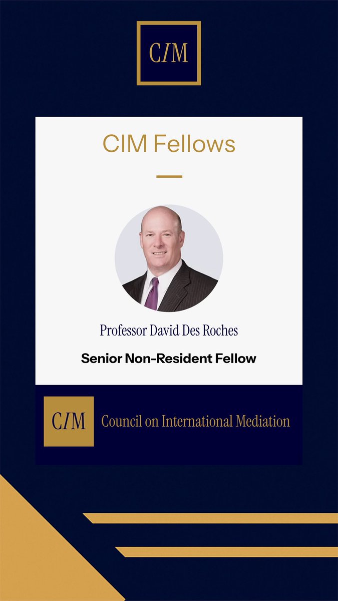 The Council on International Mediation (CIM) is honored to welcome Professor David Des Roches (<a href="/DBDesRoches/">Dave DesRoches</a>) as a Senior Non-Resident Fellow.

A leading expert in Gulf security, defense cooperation, and international affairs with more than three decades of experience, he brings
