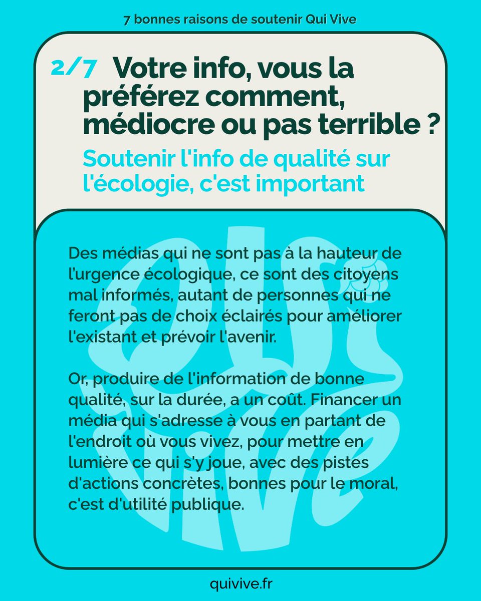 Il y a 1001 raisons de soutenir la presse indépendante ! Et au moins 7 bonnes raisons pour soutenir Qui Vive ! Voici la deuxième ! 
Et notre crowdfunding, c'est par ici 🔜 fraternitepourdemain.org/crowdfunding/p… Merci !