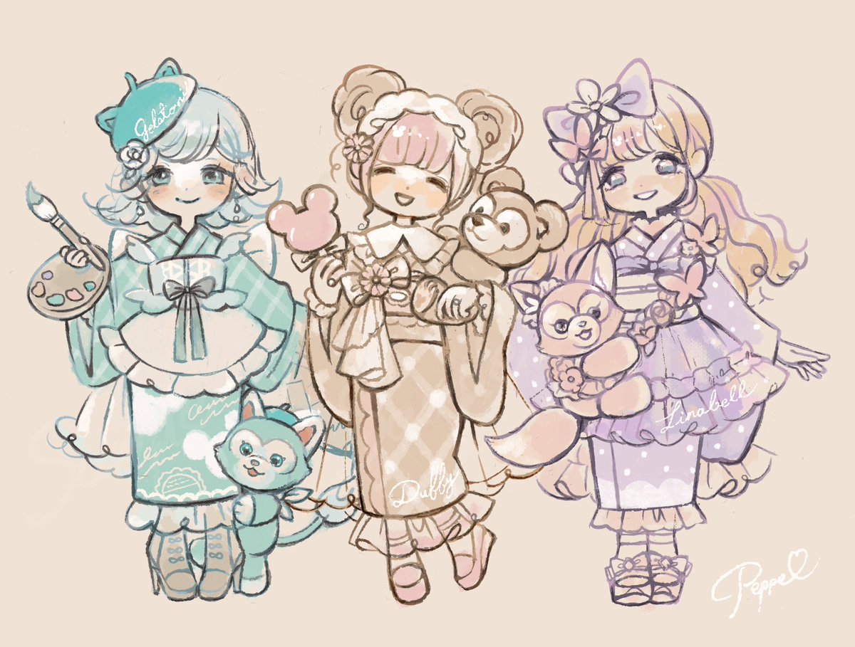 peppe_mochi's tweet photo. ダッフィーフレンズのお着物描いてみた♡
#illustration #お絵かき #Disney https://t.co/Z6wbXz50nJ