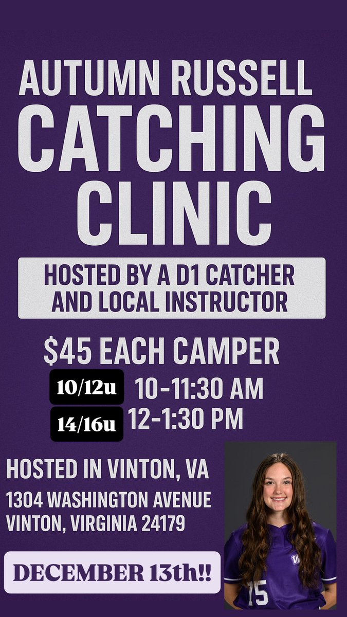Don’t miss this opportunity!  Still a little room left!  The clinic is this Sat!  One of the best catchers around! DM me for registration info!