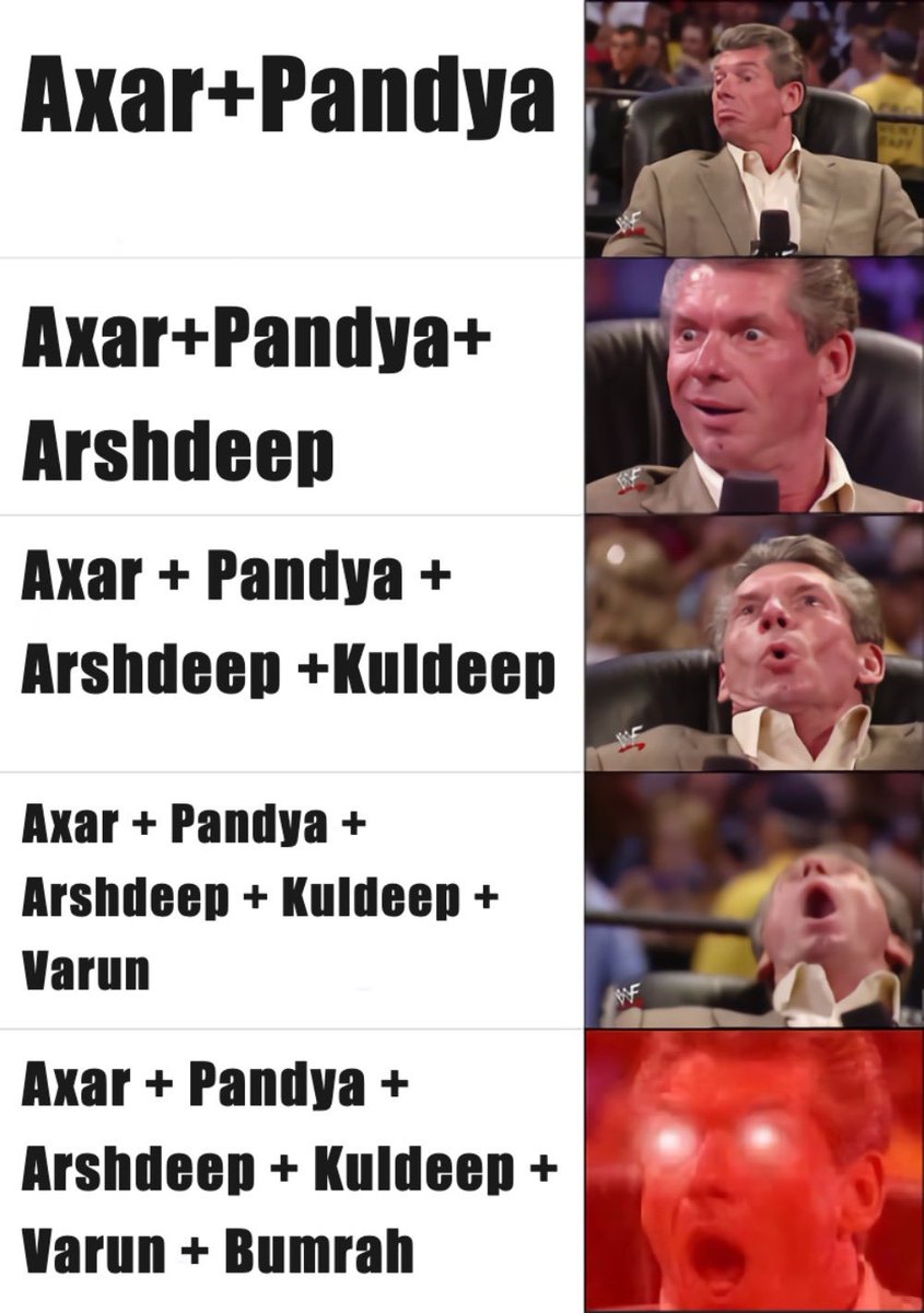 icthfc's tweet image. Bumrah Arshdeep Hardik Varun Kuldeep Axar 

😭😭❤️❤️❤️