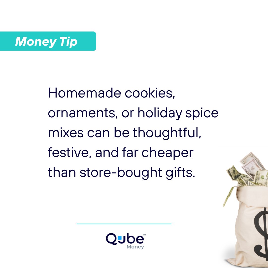 Some of the best holiday gifts come from your kitchen or craft drawer — not the mall. Save money, share joy. ✨

#TipTuesday #HolidaySpending #QubeMoney #FinancialWellness