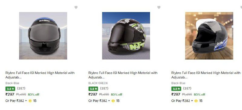 LootKartStore's tweet image. 🔥 Flipkart Loot! Biker Helmets UPTO 83% OFF from ₹297! 🏍️💨 Protect your ride! ✨

Don't miss this steal 💥👇
fkrt.co/7SIoNW

👉 For more daily loot &amp;amp; trending offers: t.me/Lootkartstore

#FlipkartDeals #BikerHelmets #LootOffer