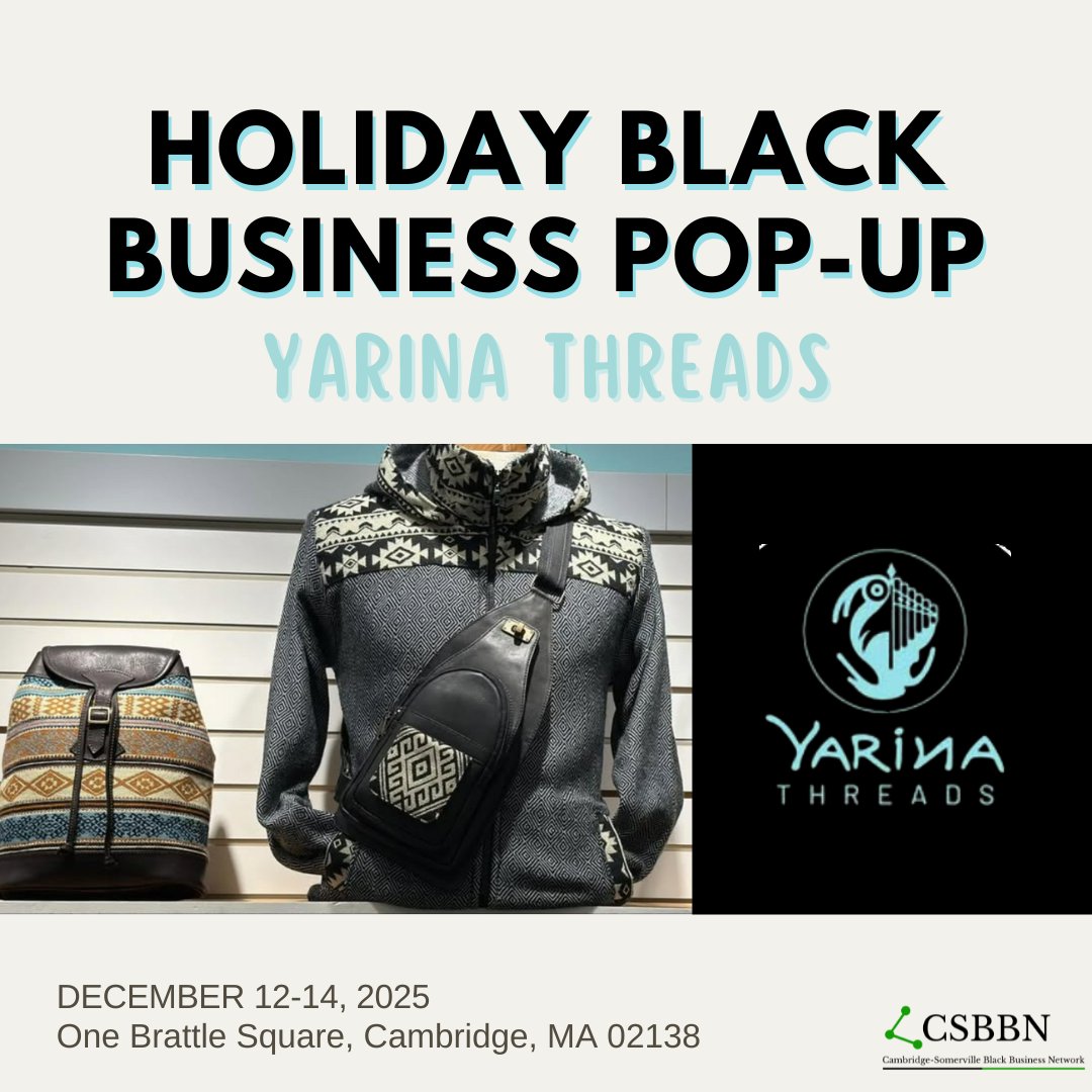 🎁 Vendor Spotlight
Haitian Artisan Crafted Snacks &amp; Lakansyèl Soap &amp; Paint Your Truth · Yarina Threads

Bold flavors, handcrafted beauty, and cultural artistry-all at the Black Business Pop-Up! ✨

📅 Dec 12–14
📍 1 Brattle Square, Harvard Square
RSVP ➡️ csbbnholiday2025.eventbrite.com