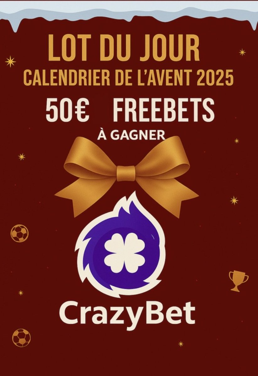 Papa_rieur's tweet image. 50€ de freebets a gagner sur crazybet 
Pour participer RT et ❤️ 
Si pas inscrit :
crazybet.com/fr?modal=signU…

Mais c'est pas tout 😅 
Une surprise pour TOUS les affiliés sous ce tweet ⬇️⬇️⬇️