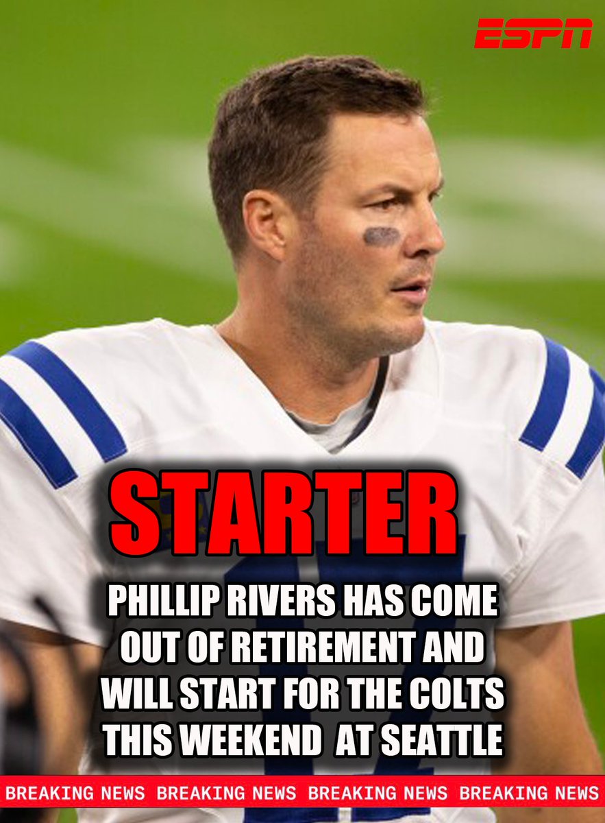 PatrickWCutler's tweet image. BREAKING:  Phillip Rivers has come out of retirement at age 57, and will start for the Indianapolis Colts this Sunday when they take on the Seattle Seahawks. #nflmemes #parody #satire