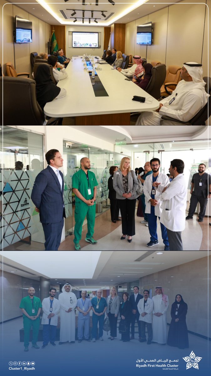 Cluster1_Riyadh's tweet photo. استقبل #تجمع_الرياض_الصحي_الأول وفدًا من مستشفى بروكس لإعادة التأهيل بالولايات المتحدة الأمريكية، للاطلاع على برامج وخدمات التأهيل الطبي في مدينة الملك سعود الطبية ومستشفى الإيمان، وذلك في إطار تنفيذ مذكرة التفاهم الموقّعة بين المستشفى ووزارة الصحة خلال #ملتقى_الصحة_العالمي_2025. زيارة تعزّز مسارات التعاون وتبادل الخبرات، وتدعم تطوير جودة الخدمات التأهيلية المقدّمة للمستفيدين.
