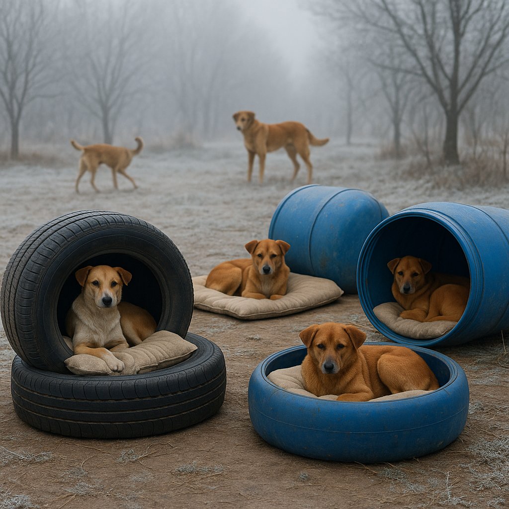prabhatmisra's tweet image. In times when compassion is the rarest resource, @BagpatDm @AsmitaLal17 has shown what ethical leadership truly looks like.💐

A heartwarming example of governance with a soul, for stray dogs facing harsh winter under open sky. 🐕❄

Transforming discarded tyres and drums into…