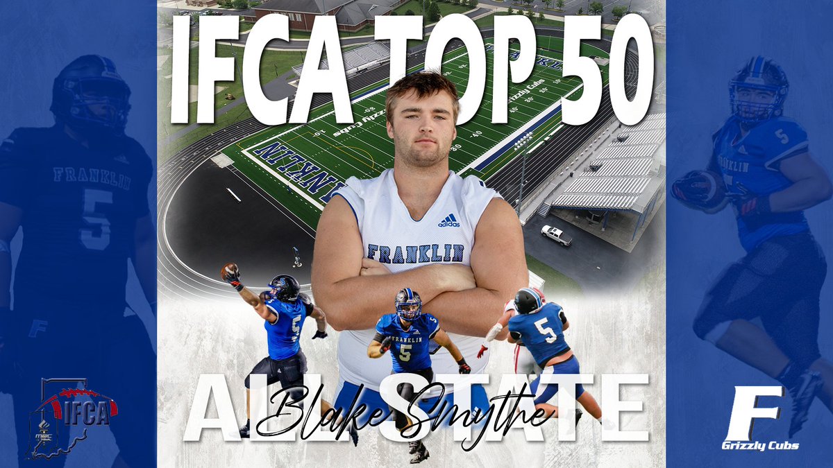 GrizzlyCubsFB's tweet photo. Congrats to @SmytheBlake and @Cori_Tonte41 for post-season honors by @INFBCoaches .  @IndianaFootball signee Smythe honored with IFCA Top 50 recognition! Tonte recognized with 5A Junior All State following his breakout Junior season for @GrizzlyCubsFB .  Congrats to both! https://t.co/u1sqzioZJW