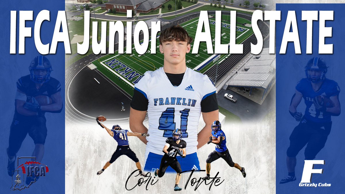 GrizzlyCubsFB's tweet photo. Congrats to @SmytheBlake and @Cori_Tonte41 for post-season honors by @INFBCoaches .  @IndianaFootball signee Smythe honored with IFCA Top 50 recognition! Tonte recognized with 5A Junior All State following his breakout Junior season for @GrizzlyCubsFB .  Congrats to both! https://t.co/u1sqzioZJW