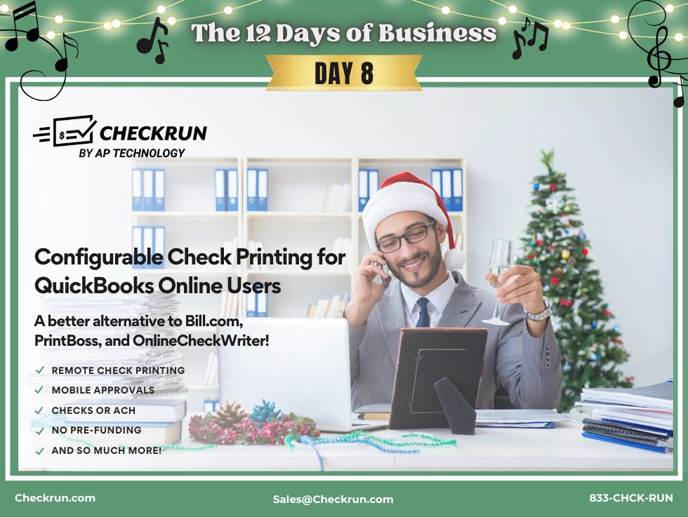 APTpay's tweet photo. #Checkrun for #QuickBooksOnline users! #NoPreFunding! Great for #LawFirms and #RealEstate offices wanting #FasterPayments and fewer trips to the bank. #RemoteCheckPrinting and mobile approvals here: https://t.co/krVAVB0LvS https://t.co/tWDRP4rGFj