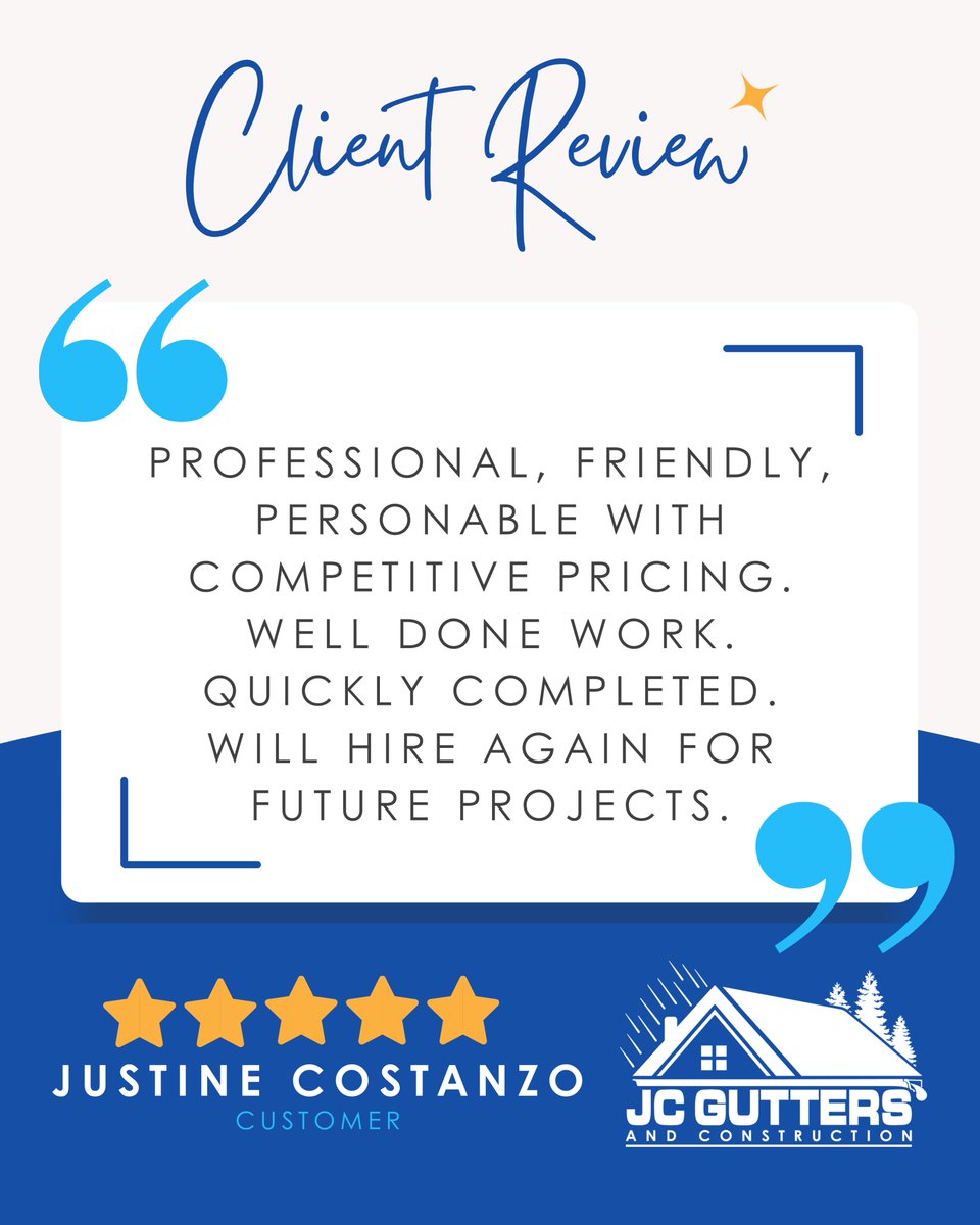 JC_Gutters's tweet photo. Testimonial Tuesday ๐
Huge thanks to Justine for the awesome feedback. We appreciate you trusting us with your home โ canโt wait to help on the next project!
๐ 216-428-8317
#jcgutters #CustomerLove #Contractor #GutterPros #RoofAndGutterExperts #OhioHomes #Cleveland #Ohio https://t.co/W47B9IlBXn