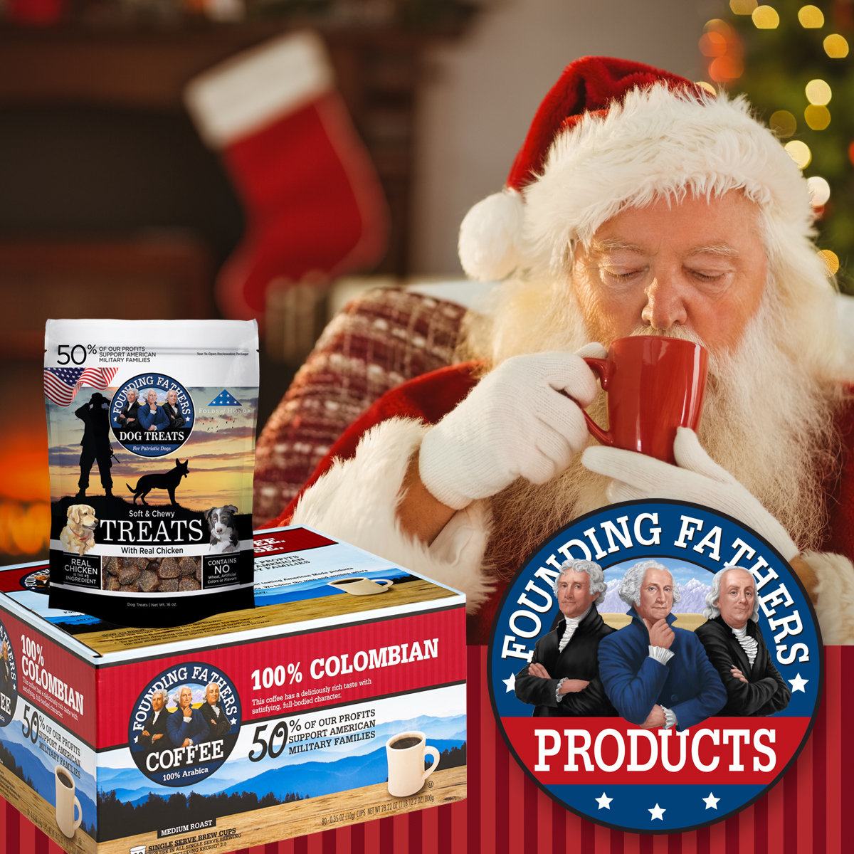 Great gifts for coffee lovers &amp; dogs on Santa’s nice list! Santa even loves our coffee and you will too! And our dog treats are perfect stocking stuffers for your furry friends! Give the gifts that give back. Avalable at Amazon.com. #GiftIdeas #HolidayGifts