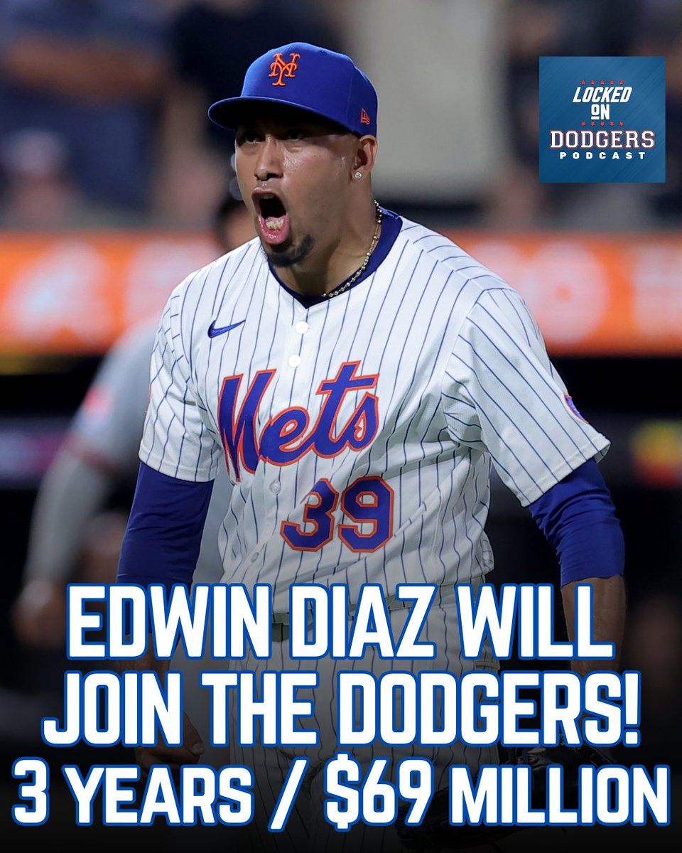 🎺 THE HORNS ARE COMING TO L.A. 🎺

<a href="/JeffPassan/">Jeff Passan</a> reports that the Dodgers have  reached a 3-year, $69M deal with Edwin Díaz — the top closer on the market, and now the highest-paid reliever (AAV).

Dodgers fans, how we feelin' this Tuesday morning?