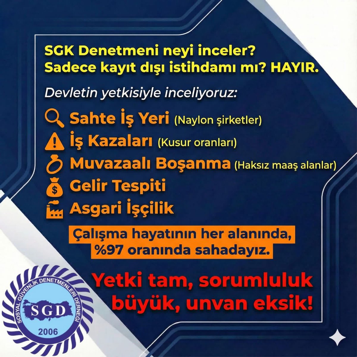 Sosyal Güvenlik Denetmenleri sahada yaptığı aktif çalışmalarla büyük ölçüde kamu yararı sağlamaktadır!
#SGKDenetmenleri

<a href="/RTErdogan/">Recep Tayyip Erdoğan</a> 
<a href="/tcbestepe/">T.C. Cumhurbaşkanlığı</a> 
<a href="/_cevdetyilmaz/">Cevdet Yılmaz</a> 
<a href="/mehmedmus/">Dr. Mehmet Muş</a> 
<a href="/avabdullahguler/">Abdullah Güler</a> 
<a href="/csgbakanligi/">T.C. Çalışma ve Sosyal Güvenlik Bakanlığı</a> 
<a href="/isikhanvedat/">Prof. Dr. Vedat Işıkhan</a> 
<a href="/HMBakanligi/">T.C. Hazine ve Maliye Bakanlığı</a> 
<a href="/memetsimsek/">Mehmet Simsek</a> 
<a href="/ahmetunluysafak/">Ahmet ÜNLÜ</a>