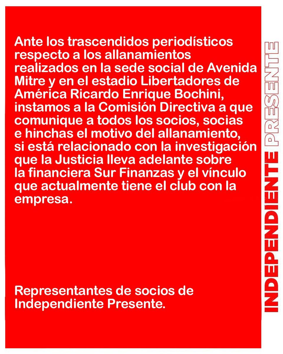 Representantes de socios Independiente Presente tweet media