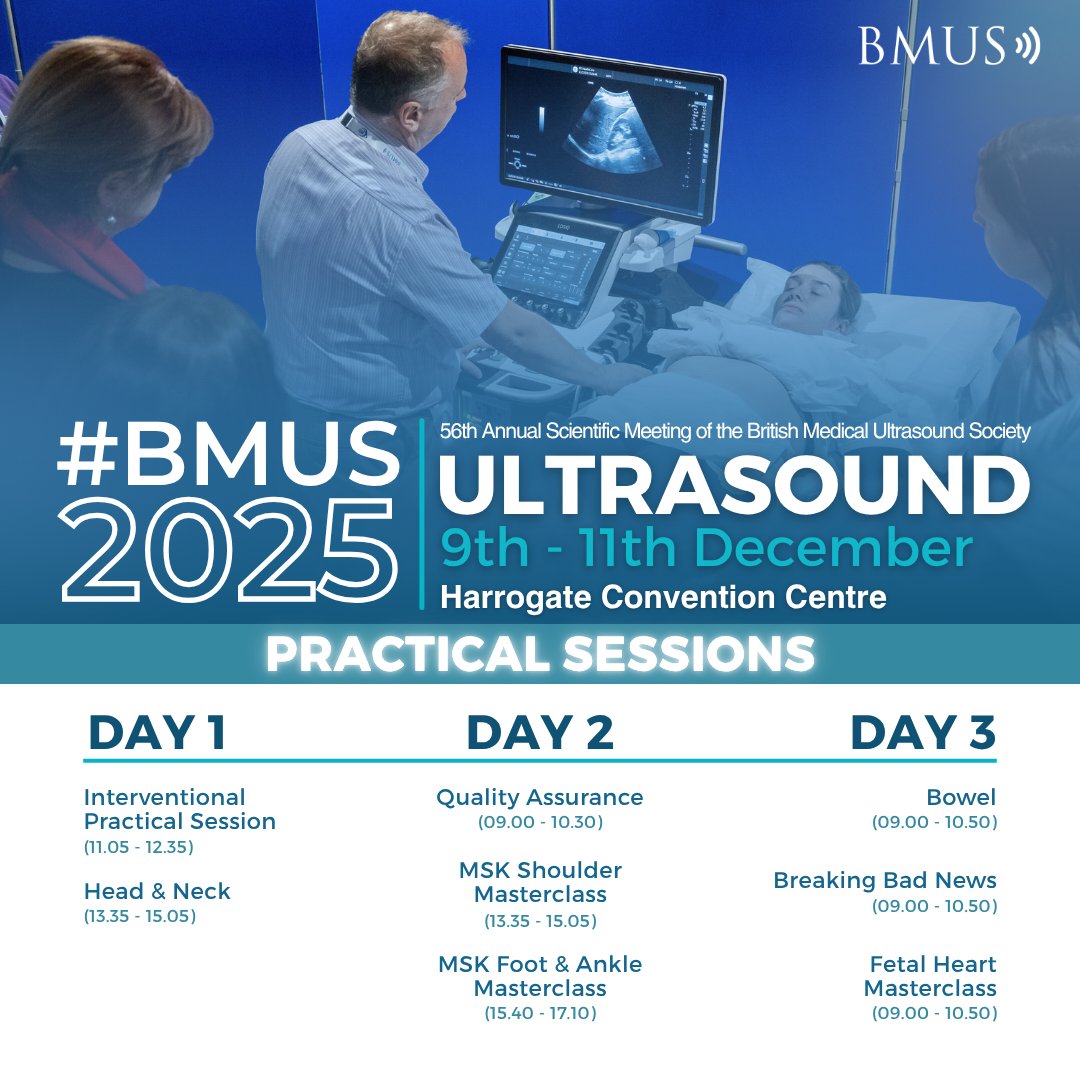 BMUS_Ultrasound's tweet image. Didn't grab your ticket when you registered? No problem - drop in at the On the Day Registration Desk to see if there are still spaces available for your favourite practical session.
#Ultrasound #Education #Practical #Training #MedicalImaging #Healthcare#Sonography