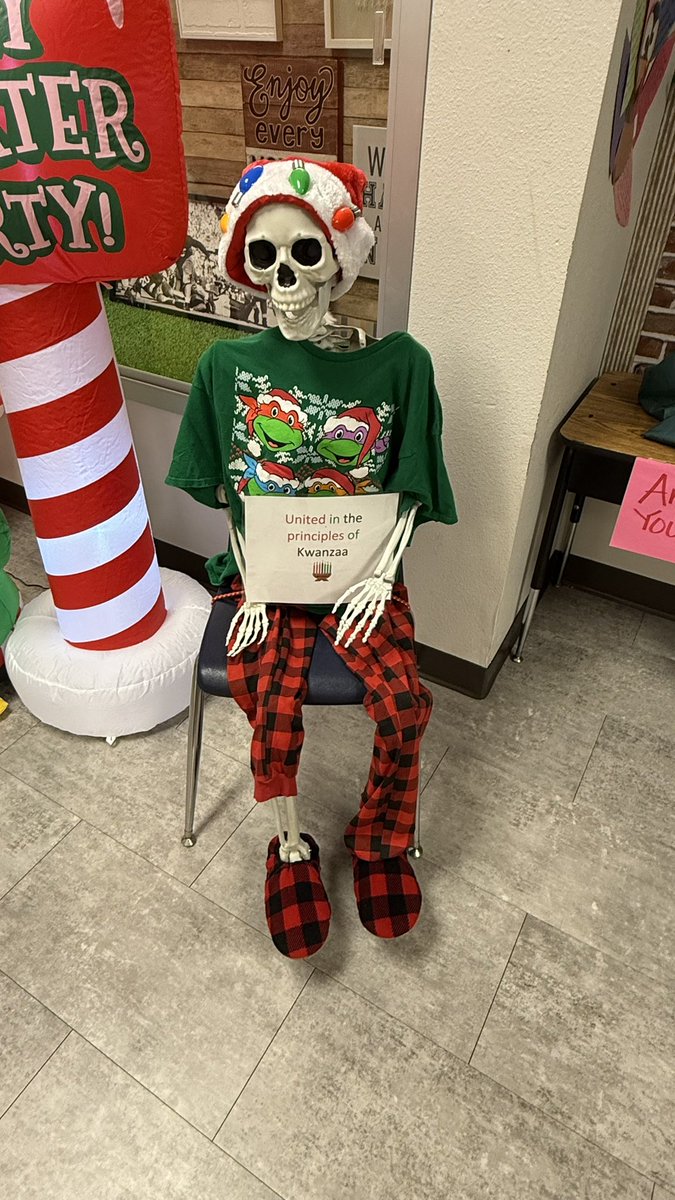 Mr.Bones is ready to celebrate Kwanzaa at <a href="/FSESFriendship/">Friendship Elementary</a>