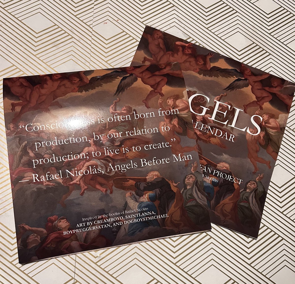 AngelsArtC's tweet photo. Calendars have arrived from our printer! We’ll begin shipping today and tomorrow. Digital orders will be sent via email this week 🪽🪽 https://t.co/0wSaUtGTIA