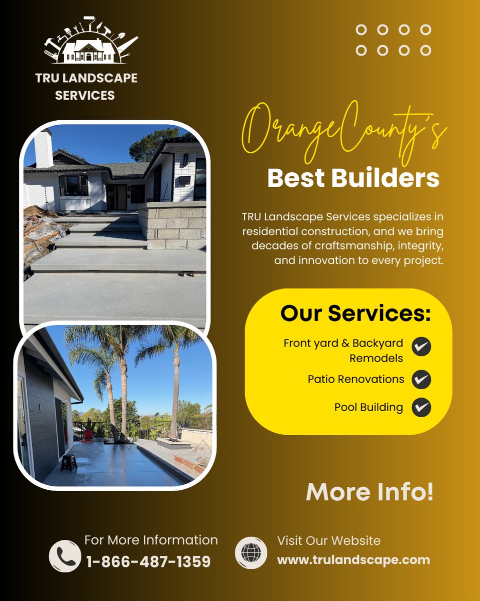 OC_Landscape's tweet photo. Do your outdoor living areas need some modernization? TRU Landscape Services isn't limited to altering your backyard, we will perform work in the front yard and side yards as well. Our team is determined to chisel and sculpt ideal exteriors for your home. https://t.co/MSZux5FpKj