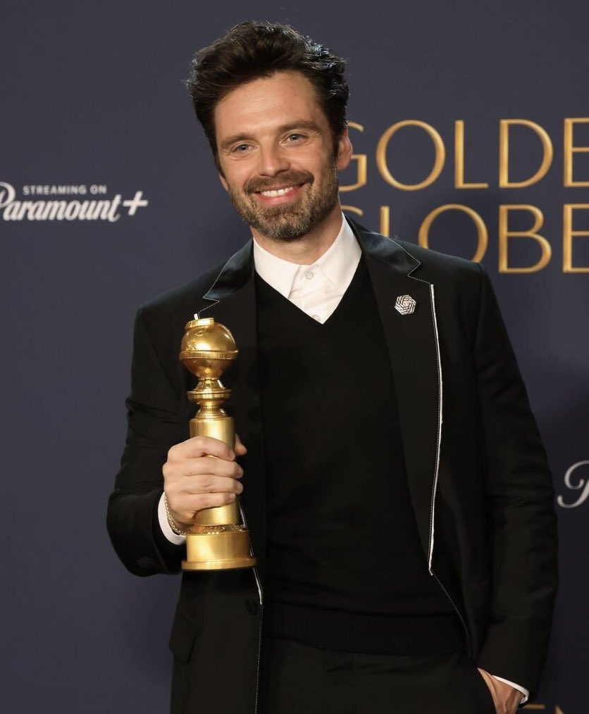 sebstanarchive's tweet photo. A year ago today, Sebastian Stan made history by breaking a 13-year record with double lead-actor noms at the #GoldenGlobes.

He was nominated for Best Actor in Drama and Comedy/Musical for his roles in ‘The Apprentice’ and ‘A Different Man’, winning the latter. 💛 https://t.co/5K3WsiRQSE