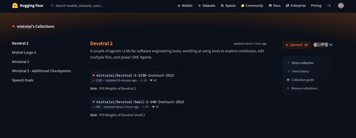 Devstral 2 collection screenshot