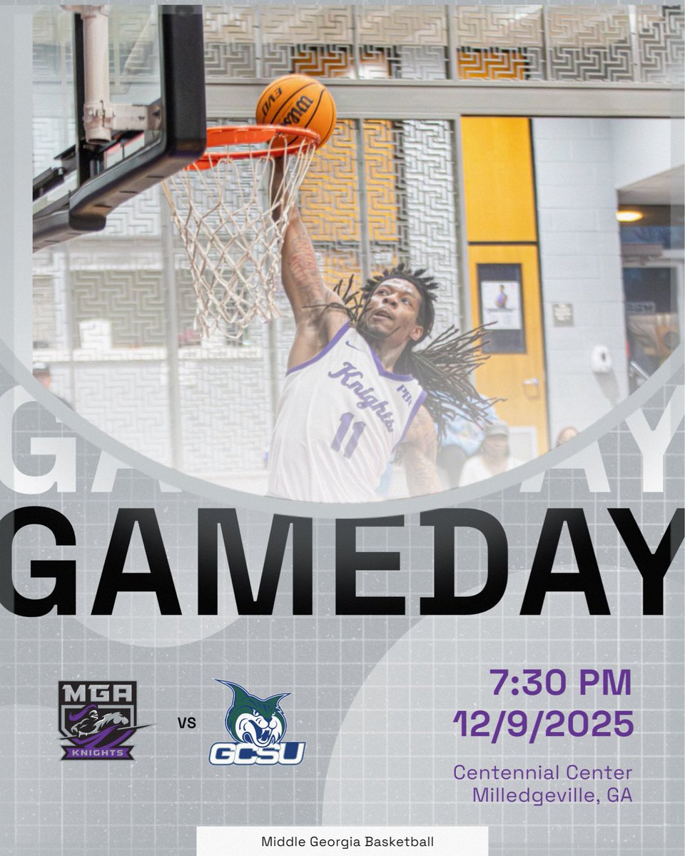 MiddleGA_MBB's tweet image. GET 🆙 It's GAMEDAY! 

🆚 Georgia College 
⏰ 7:30 PM 
📍 Milledgeville, GA 
🎥 Peach Belt Sports Network