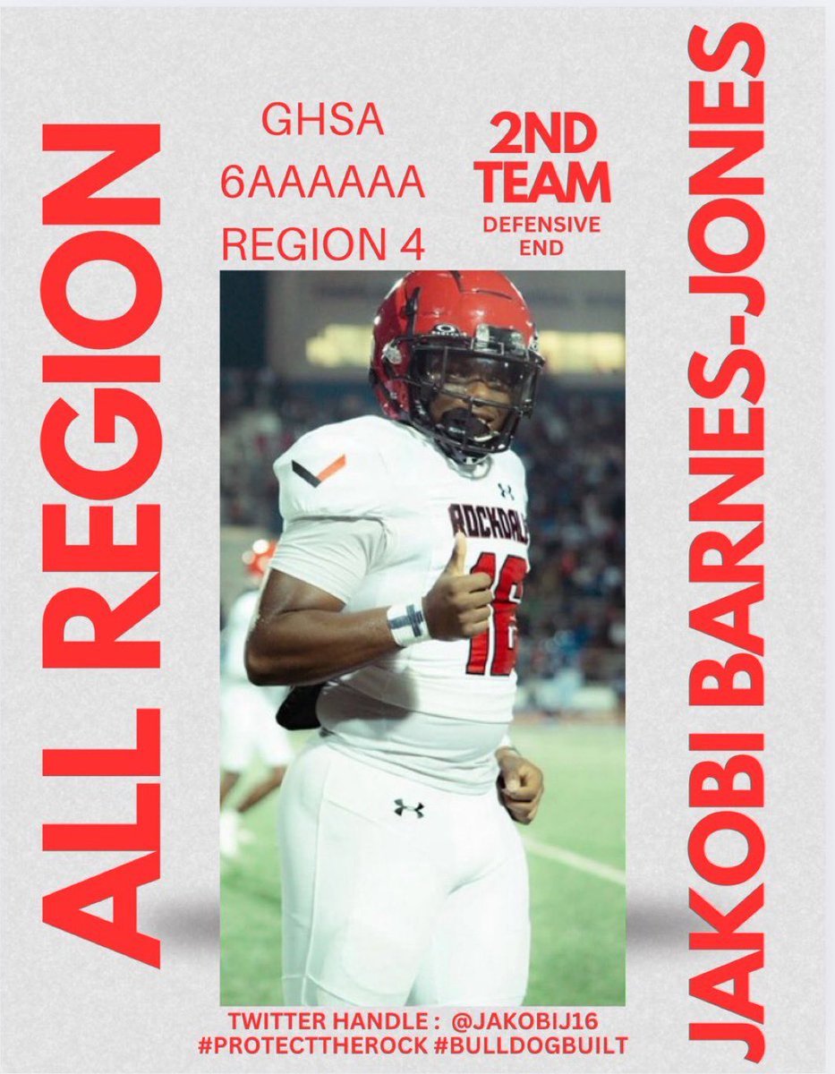 JakobiJ16's tweet image. I am extremely blessed to be recognized as 2nd
Team All Region for 6AAAAAA - Region 4
#AGTG!!
@Tc_robinson5 @CoachCJames3
@CoachBonner1914 @LangRedBlacks
@RecruitGeorgia @On3Recruits @NEGARecruits @Coach_OLeary @CoachSiwicki @CoachCoard @Bdpeveto @Coach_Chaffee @_thecoachharris