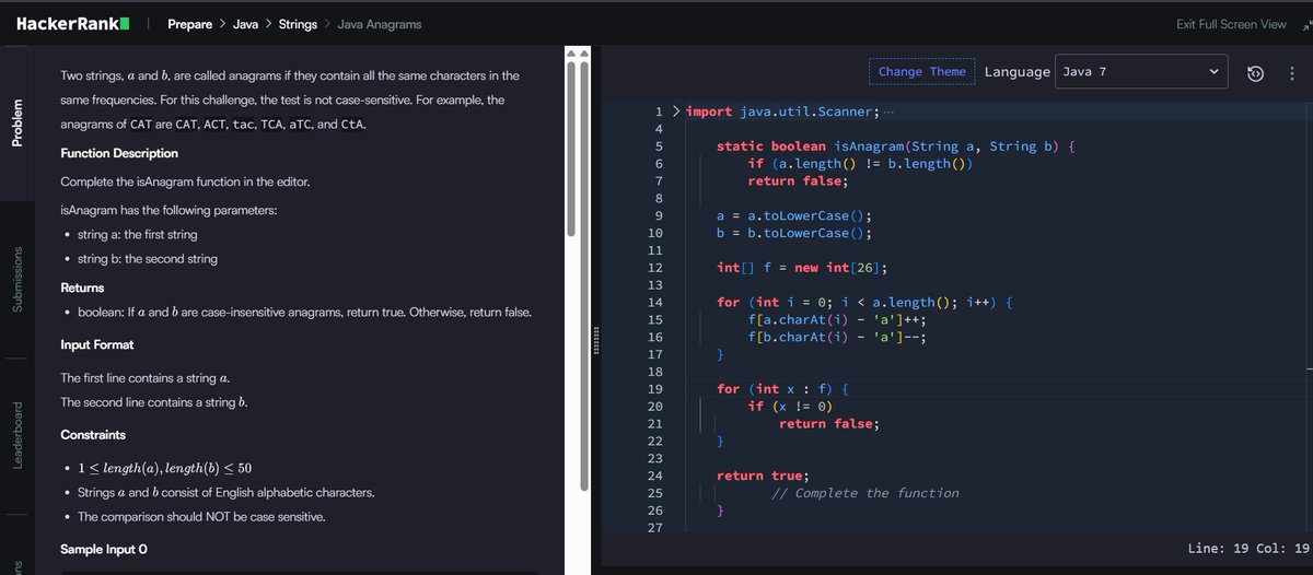 Last_Safar's tweet image. DAY 14 
 ☠️☠️
Tried some @hackerrank  Problem in basic java.

Problems : 
           1. Java String reverse .
           2. Java Anagram. 
           3. Java Substring Comparison.

#problemsolvingtech  #Java