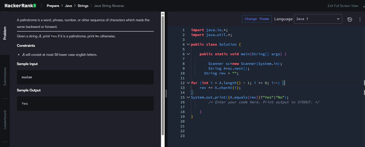 Last_Safar's tweet image. DAY 14 
 ☠️☠️
Tried some @hackerrank  Problem in basic java.

Problems : 
           1. Java String reverse .
           2. Java Anagram. 
           3. Java Substring Comparison.

#problemsolvingtech  #Java