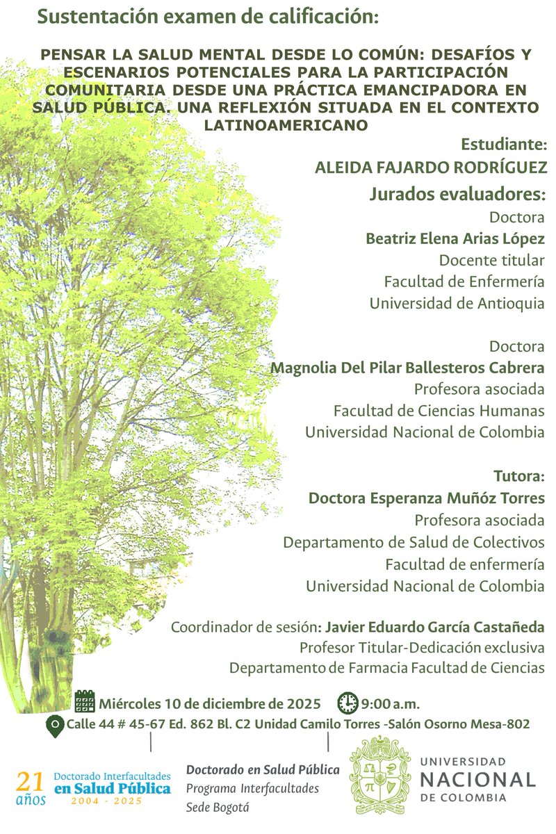 Docisp's tweet image. SUSTENTACIÓN EXAMEN DE CALIFICACIÓN PRESENTADO POR NUESTRA ESTUDIANTE ALEIDA FAJARDO RODRÍGUEZ
Transmisión YouTube: youtube.com/c/DoctoradoInt…