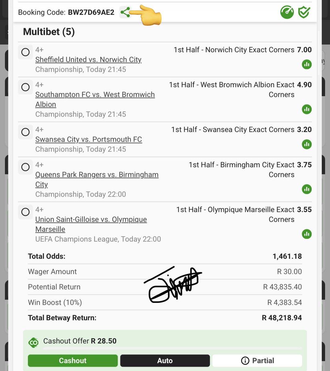 Let’s go Booom R48K💰💰💥💥💥💥

⏰𝐊𝐢𝐜𝐤-𝐨𝐟𝐟: 21:45
🎟️𝐁𝐨𝐨𝐤𝐢𝐧𝐠 𝐂𝐨𝐝𝐞: BW27D69AE2

🛜𝙍𝙚𝙜𝙞𝙨𝙩𝙚𝙧/𝙎𝙞𝙜𝙣 𝙪𝙥 𝙝𝙚𝙧𝙚: bit.ly/Jimmy_50

🔗𝐁𝐞𝐭𝐬𝐥𝐢𝐩 𝐋𝐢𝐧𝐤: new.betway.co.za/book-a-bet-res…

🔞+|𝕋&amp;ℂ'𝕤 𝕒𝕡𝕡𝕝𝕪