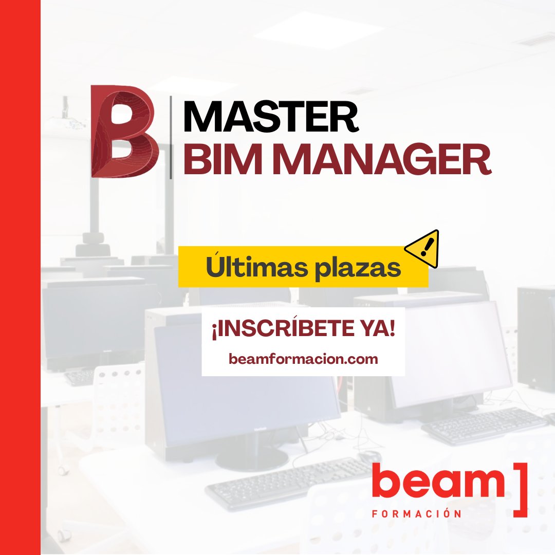 ¡Quedan las últimas plazas para nuestro Master BIM Manager! 🎓

No dejes pasar esta oportunidad de convertirte en un experto en la gestión de proyectos con metodología BIM ⚠️

¡Inscríbete ya! ➡️ beamformacion.com

#BIM #MasterBIMManager #Formacion #Arquitectura