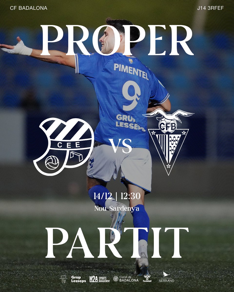 cfbadalonasad's tweet photo. 💙 𝗣𝗥𝗢𝗣𝗘𝗥 𝗣𝗔𝗥𝗧𝗜𝗧!
🏆 J14 | 3RFEF
🆚 @CEEuropa B
🏟️ Nou Sardenya
⏰ 12:30h
🗓️ Diumenge 14 de desembre
📻 Ràdio Ciutat de Badalona
📺 @laxarxames
#EuropaBBadalona https://t.co/NbitRxmCZ2