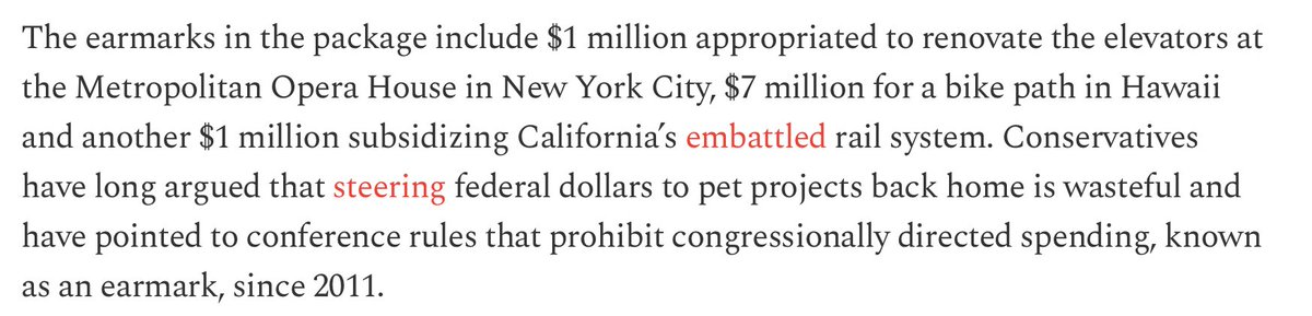 rachelbovard's tweet image. Senate GOP spending bills including a $1 million earmark to renovate the elevators at the Metropolitan Opera House in NYC.

Sorry you can't afford a mortgage or childcare. But thank GOD those elevators at the opera house will work, amirite?