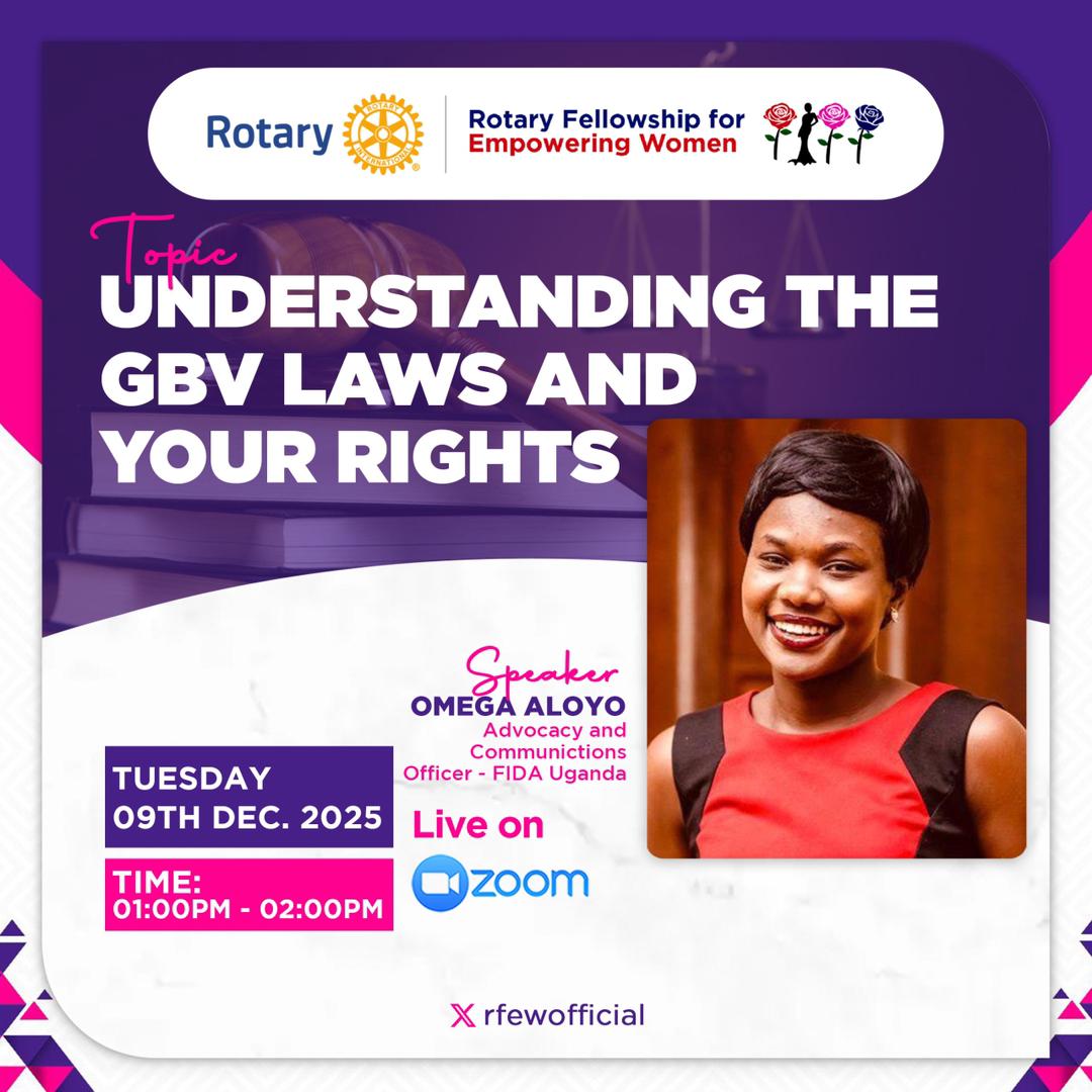 OmegaAloyo's tweet photo. It was great spending the lunch hour today with the  Rotary Fellowship for EmpoweringWomen @rfewofficial, a community that nurtures women to thrive. We reflected on the new ways GBV is manifesting, especially digitally, FIDA Uganda's work, and how we can better support victims.💫 https://t.co/d04uZVBQ3l